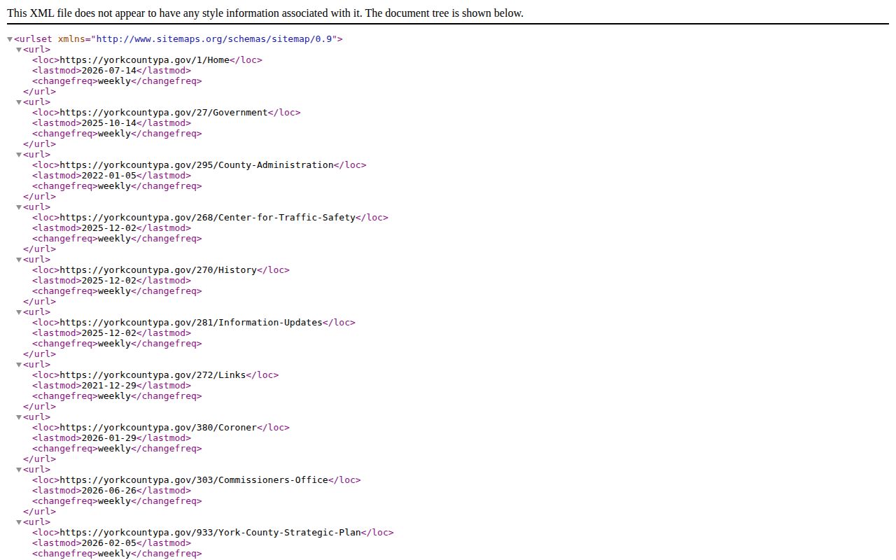 York County 72-hour release list absence shown through the official sitemap