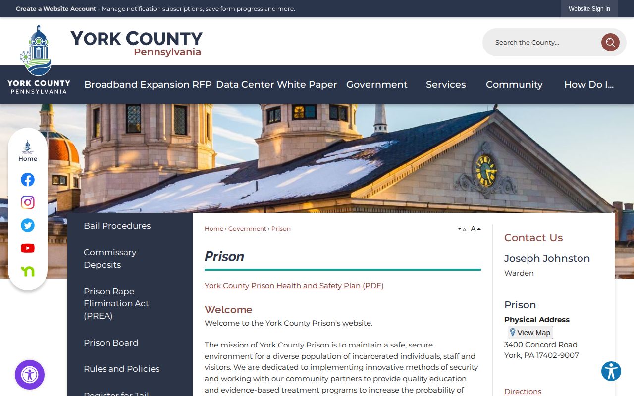 York County released inmates official prison and PA SAVIN route