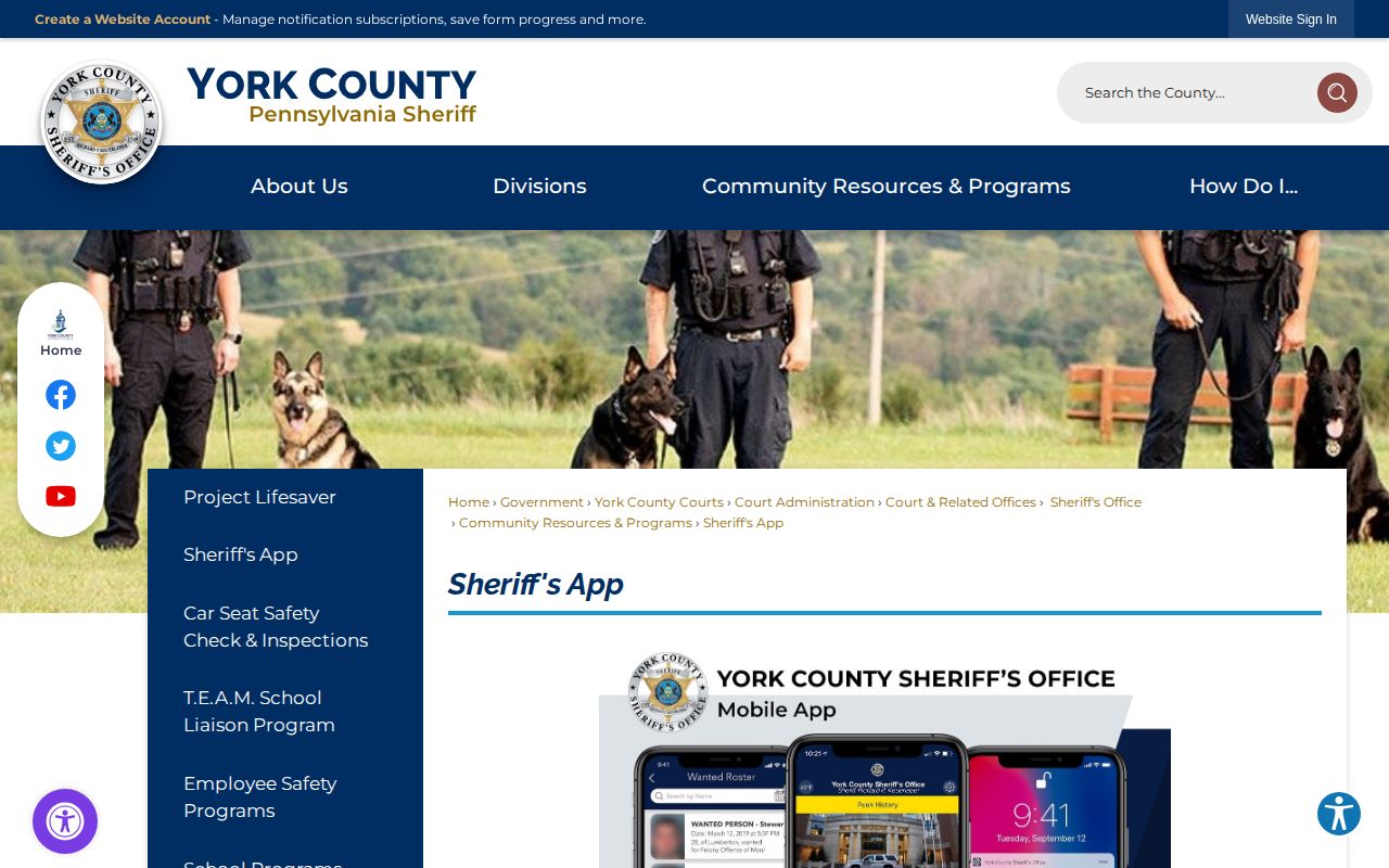 York County Sheriff app inmate search and warrant photo features